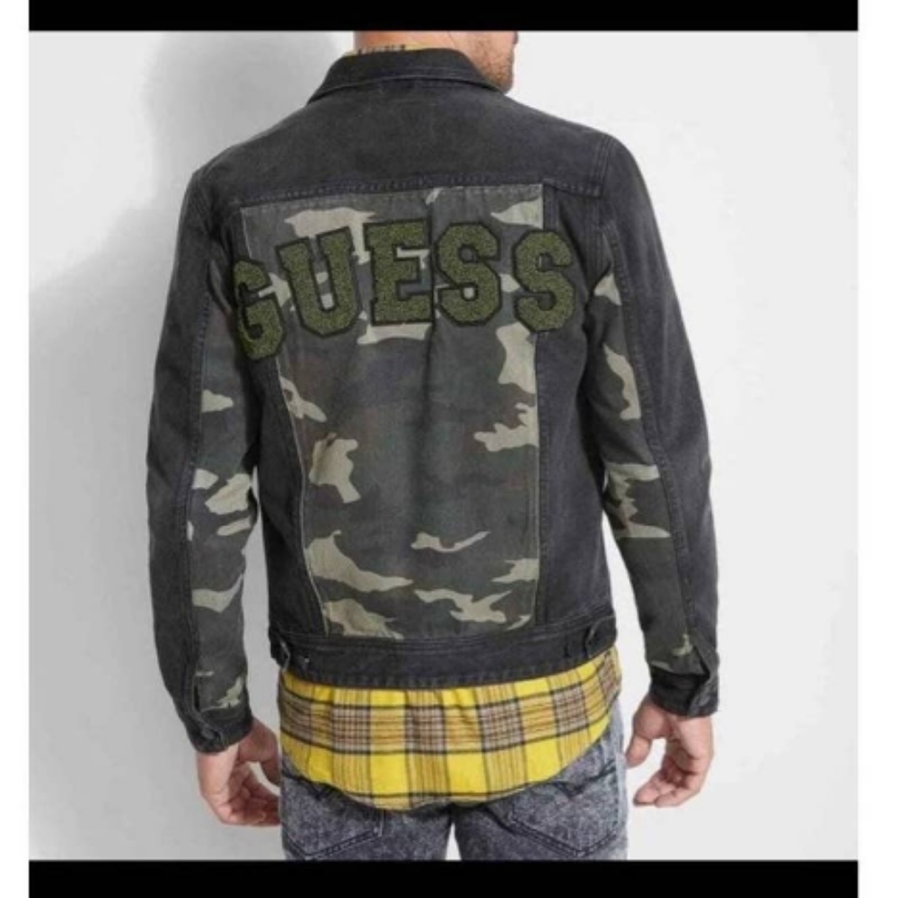 Guess Dillon Varsity Camo Denim Jacket